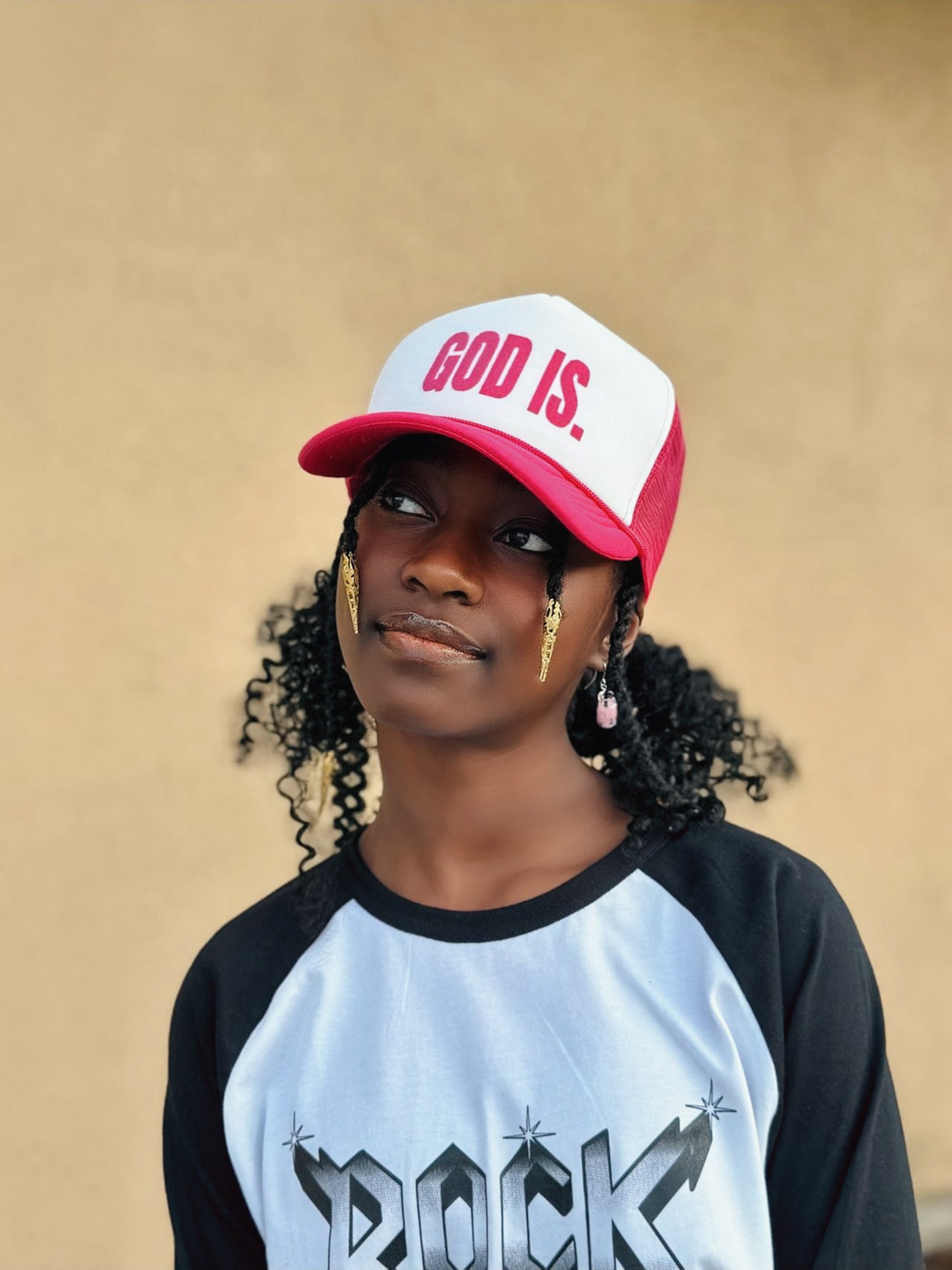 God Is Trucker Hat - Hot Pink