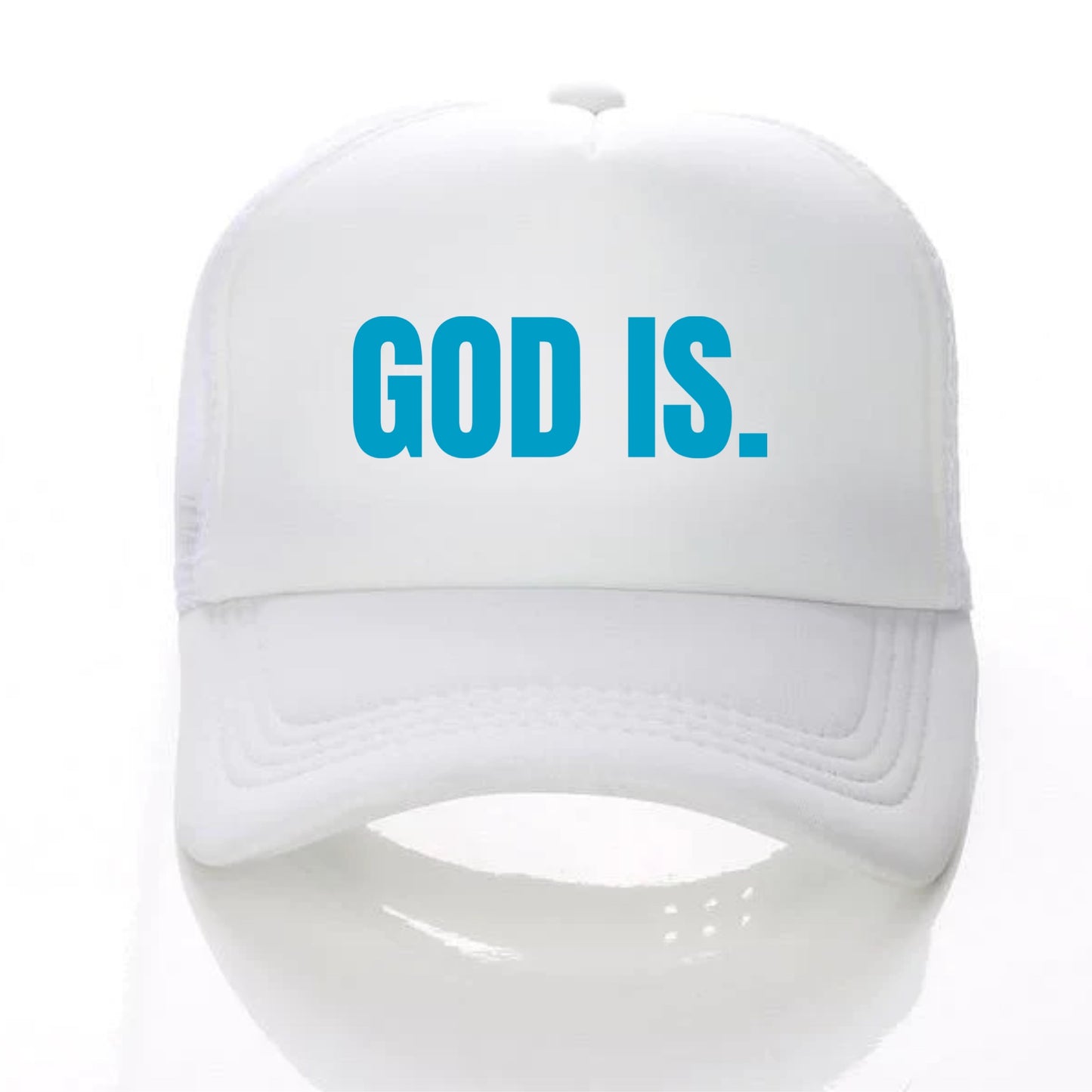 God Is Trucker Hat - Light Blue