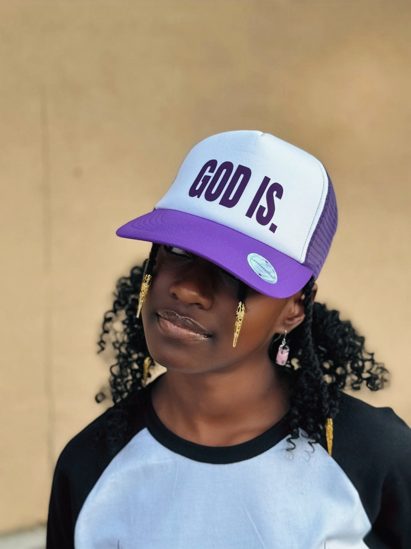 God Is Trucker Hat - Dark Purple